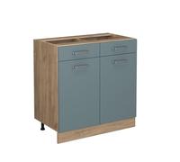 Vicco Meuble Cuisine R-Line, Bleu-Gris/Chêne de Force doré, 80 cm sans Plan de Travail