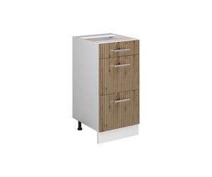 Vicco Meuble Cuisine R-Line, Chêne Artisan, 40cm | 3 Tiroirs · Sans plan de travail · Pieds réglables en hauteur · ✓ Accès facile · Librement combinable