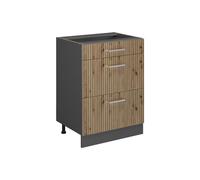 Vicco Meuble Cuisine R-Line, Chêne Artisan, 60cm avec tiroirs, sans PT, pour Une Combinaison Libre au Sein de systèmes de Cuisine modulaires