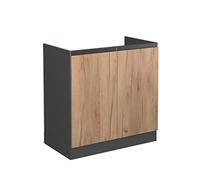 Vicco Meuble Cuisine R-Line, Chêne de Force doré, 80cm J-Shape, sans PT, pour Une Combinaison Libre au Sein de systèmes de Cuisine modulaires