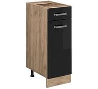 Vicco Meuble Cuisine R-Line, Noir Haute Brillance/Chêne de Force doré, 30 cm sans Plan de Travail