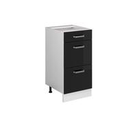 Vicco Meuble Cuisine R-Line, Noir Haute Brillance, 40cm