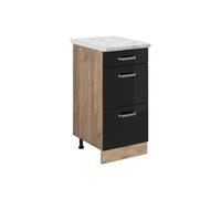 Vicco Meuble Cuisine R-Line, Noir Haute Brillance, 40cm