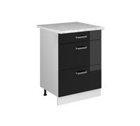 Vicco Meuble Cuisine R-Line, Noir Haute Brillance, 60cm