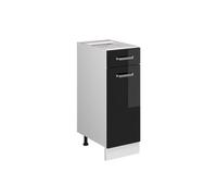 Vicco meuble cuisine R-Line, 30 cm sans plan de travail, Noir Haute brillance/Blanc