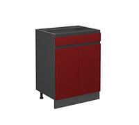 Vicco Meuble Cuisine R-Line, Rouge, 60cm J-Shape, avec tiroir, sans PT, pour Une Combinaison Libre au Sein de systèmes de Cuisine modulaires