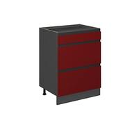 Vicco Meuble Cuisine R-Line, Rouge, 60cm J-Shape, avec tiroirs, sans PT, pour Une Combinaison Libre au Sein de systèmes de Cuisine modulaires