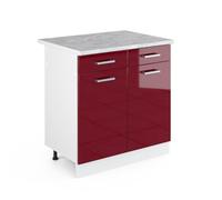 Vicco Meuble Cuisine R-Line, Rouge Brillant, 80cm, PT Marbre, pour Une Combinaison Libre au Sein de systèmes de Cuisine modulaires