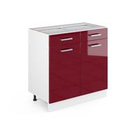 Meuble cuisine R-Line, 80cm sans PT, Rouge brillant/Blanc, Vicco 30479