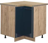 Vicco meuble d'angle Fame-Line, 80.5 cm , PT Chêne, Bleu foncé brillant/Chêne de force doré