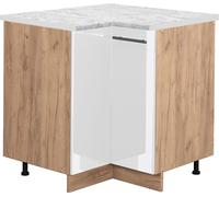 Vicco meuble d'angle Fame-Line, 80.5 cm , PT Marbre, Blanc Haute brillance/Chêne de force doré