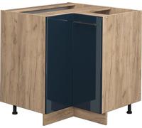 Vicco meuble d'angle Fame-Line, 80.5 cm sans plan de travail, Bleu foncé brillant/Chêne de force doré