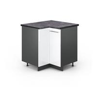 Vicco Meuble d'angle Fame-Line, Blanc Haute Brillance, 80.5cm, PT Anthracite, à Combiner avec d'autres modules de la série Fame-Line