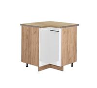 Vicco Meuble d'angle Fame-Line, Blanc Haute Brillance, 80.5cm, PT Chêne, à Combiner avec d'autres modules de la série Fame-Line