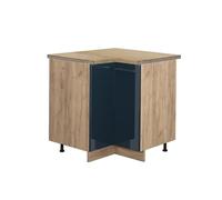 Vicco Meuble d'angle Fame-Line, Bleu foncé Brillant/Chêne de Force doré, 80.5 cm, PT Chêne