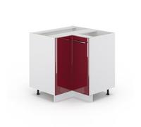 Meuble d'angle Fame-Line, 80.5cm sans PT, Rouge bordeaux Haute brillance/Blanc, Vicco 34783