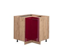 Meuble d'angle Fame-Line, 80.5cm sans PT, Rouge bordeaux Haute brillance/Chêne de force doré, Vicco 38351