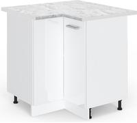 Vicco meuble d'angle R-Line, 75.6 cm avec plan de travail, Blanc Haute brillance/Blanc