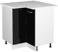 Vicco meuble d'angle R-Line, 75.6 cm avec plan de travail, Noir Haute brillance/Blanc