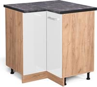 Vicco meuble d'angle R-Line, 75.6 cm , PT Anthracite, Blanc Haute brillance/Chêne de force doré