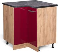 Vicco meuble d'angle R-Line, 75.6 cm , PT Anthracite, Rouge bordeaux Haute brillance/Chêne de force doré