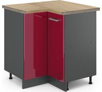 Vicco meuble d'angle R-Line, 75.6 cm , PT Chêne, Rouge bordeaux Haute brillance/Anthracite