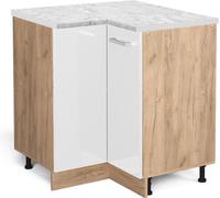 Vicco meuble d'angle R-Line, 75.6 cm PT Marbre, Blanc Haute brillance/Chêne de force doré