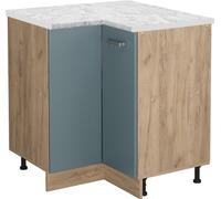 Vicco meuble d'angle R-Line, 75.6 cm PT Marbre, Bleu-gris/Chêne de force doré