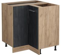 Vicco meuble d'angle R-Line, 75.6 cm sans plan de travail, Béton noir/Chêne de force doré