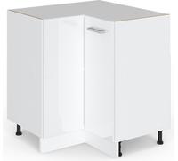 Vicco meuble d'angle R-Line, 75.6 cm sans plan de travail, Blanc Haute brillance/Blanc