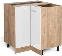 Vicco meuble d'angle R-Line, 75.6 cm sans plan de travail, Blanc Haute brillance/Chêne de force doré