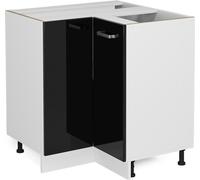 Vicco meuble d'angle R-Line, 75.6 cm sans plan de travail, Noir Haute brillance/Blanc