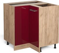 Vicco meuble d'angle R-Line, 75.6 cm sans plan de travail, Rouge bordeaux Haute brillance/Chêne de force doré