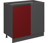 Vicco meuble d'angle R-Line, 86 cm J-Shape, sans plan de travail, Rouge/Anthracite