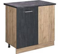 Vicco meuble d'angle R-Line, 86 cm , PT Anthracite, Béton noir/Chêne de force doré