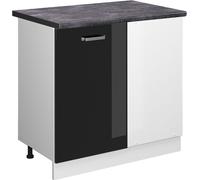 Vicco meuble d'angle R-Line, 86 cm , PT Anthracite, Noir Haute brillance/Blanc