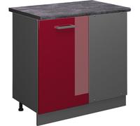 Vicco meuble d'angle R-Line, 86 cm , PT Anthracite, Rouge bordeaux Haute brillance/Anthracite