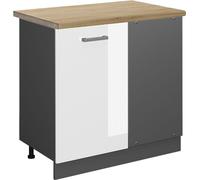 Vicco meuble d'angle R-Line, 86 cm , PT Chêne, Blanc Haute brillance/Anthracite