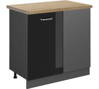 Vicco meuble d'angle R-Line, 86 cm , PT Chêne, Noir Haute brillance/Anthracite