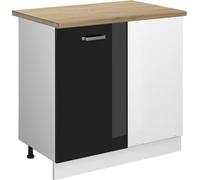 Vicco meuble d'angle R-Line, 86 cm , PT Chêne, Noir Haute brillance/Blanc