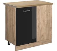 Vicco meuble d'angle R-Line, 86 cm , PT Chêne, Noir Haute brillance/Chêne de force doré