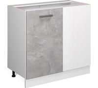 Vicco meuble d'angle R-Line, 86 cm sans plan de travail, Béton/Blanc