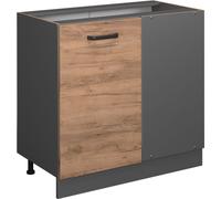 Vicco Meuble d'angle R-Line, Chêne de Force doré/Anthracite, 86 cm sans Plan de Travail