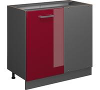 Vicco meuble d'angle R-Line, 86 cm sans plan de travail, Rouge bordeaux Haute brillance/Anthracite