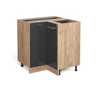 Vicco Meuble d'angle R-Line, Anthracite Haute Brillance, 75.6cm | Relie deux côtés de la cuisine · Sans plan de travail · Pieds réglables en hauteur · 1 Tablette · 1 Porte