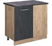 Vicco Meuble d'angle R-Line, Béton Noir/Chêne de Force doré, 86 cm, PT Anthracite