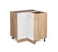 Vicco Meuble d'angle R-Line, Blanc Haute Brillance/Chêne de Force doré, 75.6 cm sans Plan de Travail