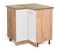 Meuble d'angle R-Line, 75.6cm , PT Chêne, Blanc Haute brillance, Chêne de force doré, Vicco