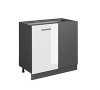 Meuble d'angle R-Line 86cm sans PT Blanc Haute brillance/Anthracite Vicco 37830