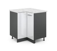 Vicco Meuble d'angle R-Line, Blanc Haute Brillance/Anthracite, PT Marbre